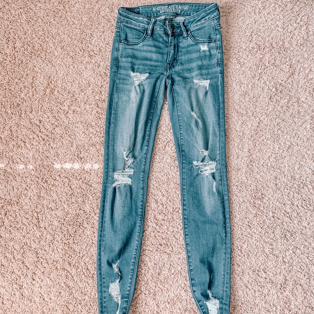 Blue Ripped American Eagle Jeans
